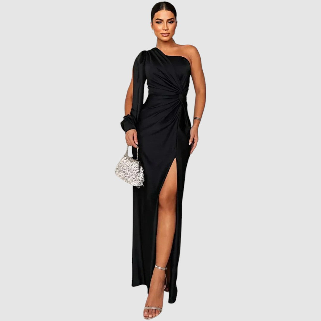 Meda – Elegantní maxi šaty na jedno rameno