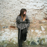 Dámský vlněný kabát Loose fit - Dark gray