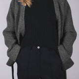 Dámský vlněný kabát Loose fit - Dark gray