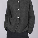 Dámský vlněný kabát short Loose fit - Dark gray