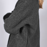 Dámský vlněný kabát short Loose fit - Dark gray