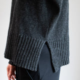 Dámský vlněný svetr high neck Loose fit - Dark gray