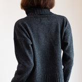 Dámský vlněný svetr high neck Loose fit - Dark gray