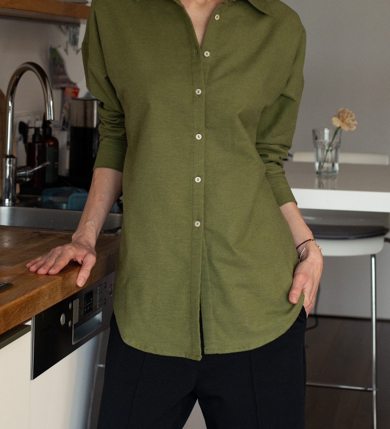 Dámská flanelová košile s límečkem loose fit