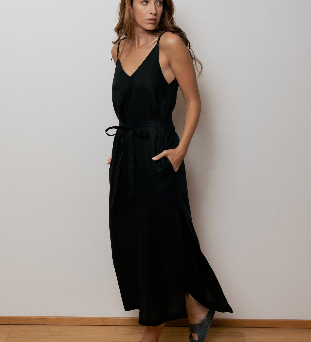 Dámské lněné šaty long - loose fit