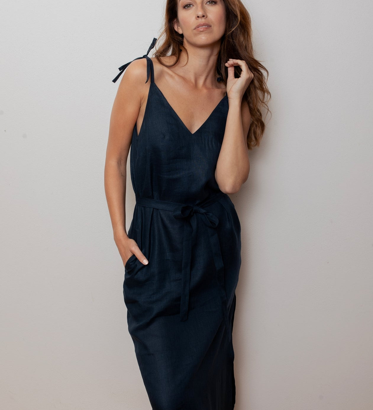 Dámské lněné šaty long - loose fit