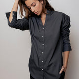 Dámská biobavlněná košile loose fit - Gray