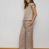 Dámské lněné kalhoty wide-leg - regular fit