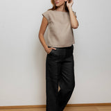 Dámské lněné kalhoty wide-leg - regular fit