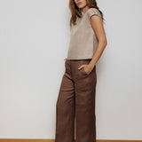 Dámské lněné kalhoty wide-leg - regular fit