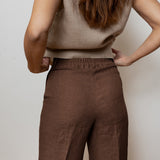 Dámské lněné kalhoty wide-leg - regular fit