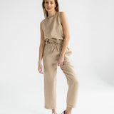 Dámský lněný crop top - regular fit