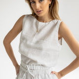 Dámský lněný crop top - regular fit