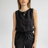 Dámský lněný crop top - regular fit