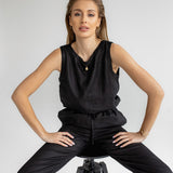Dámský lněný crop top - regular fit