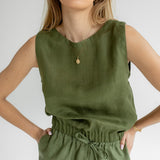 Dámský lněný crop top - regular fit
