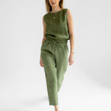 Dámský lněný crop top - regular fit