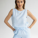 Dámský lněný crop top - regular fit