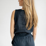 Dámský lněný crop top - regular fit