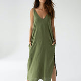 Dámské lněné šaty long - loose fit