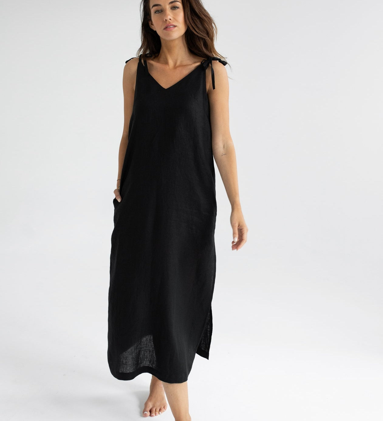 Dámské lněné šaty long - loose fit