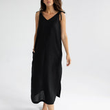 Dámské lněné šaty long - loose fit