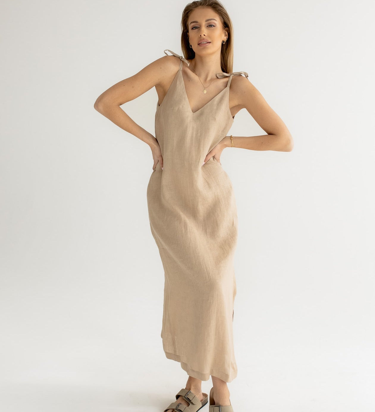 Dámské lněné šaty long - loose fit