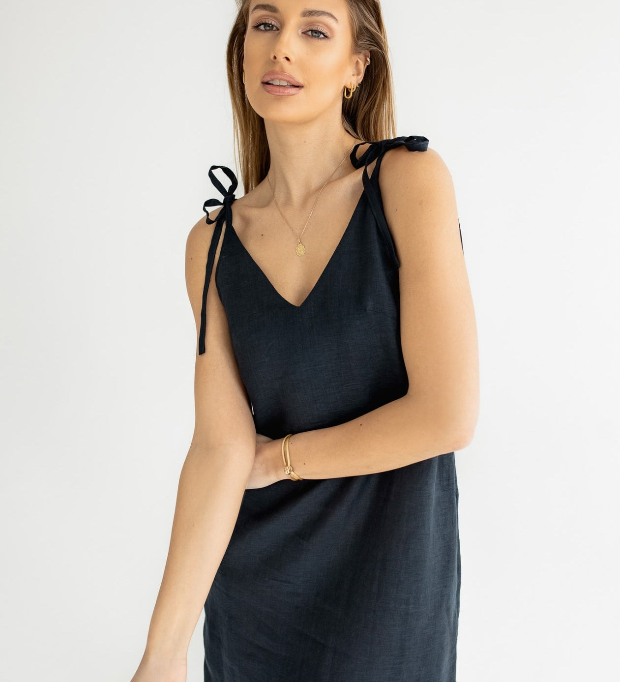 Dámské lněné šaty long - loose fit