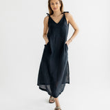 Dámské lněné šaty long - loose fit