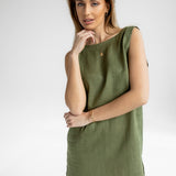Dámské lněné šaty short - regular fit
