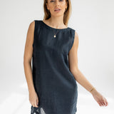 Dámské lněné šaty short - regular fit