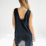 Dámské lněné šaty short - regular fit