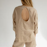 Dámský lněný top open back - regular fit