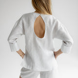 Dámský lněný top open back - regular fit