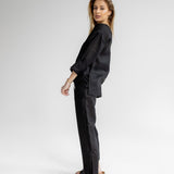 Dámský lněný top open back - regular fit