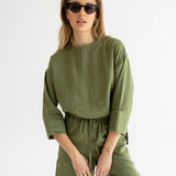 Dámský lněný top open back - regular fit