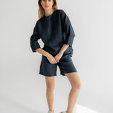 Dámský lněný top open back - regular fit