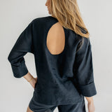 Dámský lněný top open back - regular fit