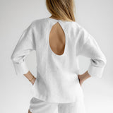 Dámský lněný top open back - regular fit