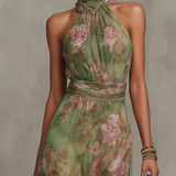 Livia – Elegantní maxi šaty Halter s květinami