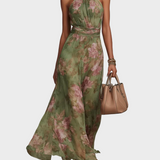 Livia – Elegantní maxi šaty Halter s květinami